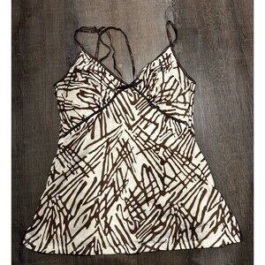 The Limited Brown and White Printed Tank Top